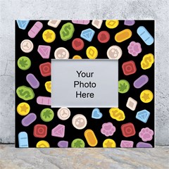 Ecstasy Pills Pattern White Wall Photo Frame 5  X 7  by Valentinaart