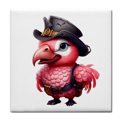 Kawaii Pink Parrot Pirate Tile Coaster by KawaiiArtStyle