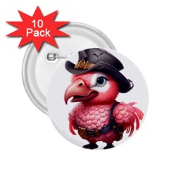 Kawaii Pink Parrot Pirate 2 25  Buttons (10 Pack)  by KawaiiArtStyle