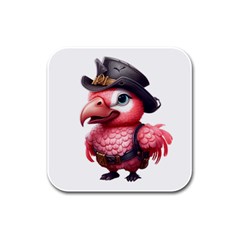 Kawaii Pink Parrot Pirate Rubber Square Coaster (4 Pack) by KawaiiArtStyle