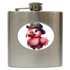 Kawaii Pink Parrot Pirate Hip Flask (6 Oz) by KawaiiArtStyle