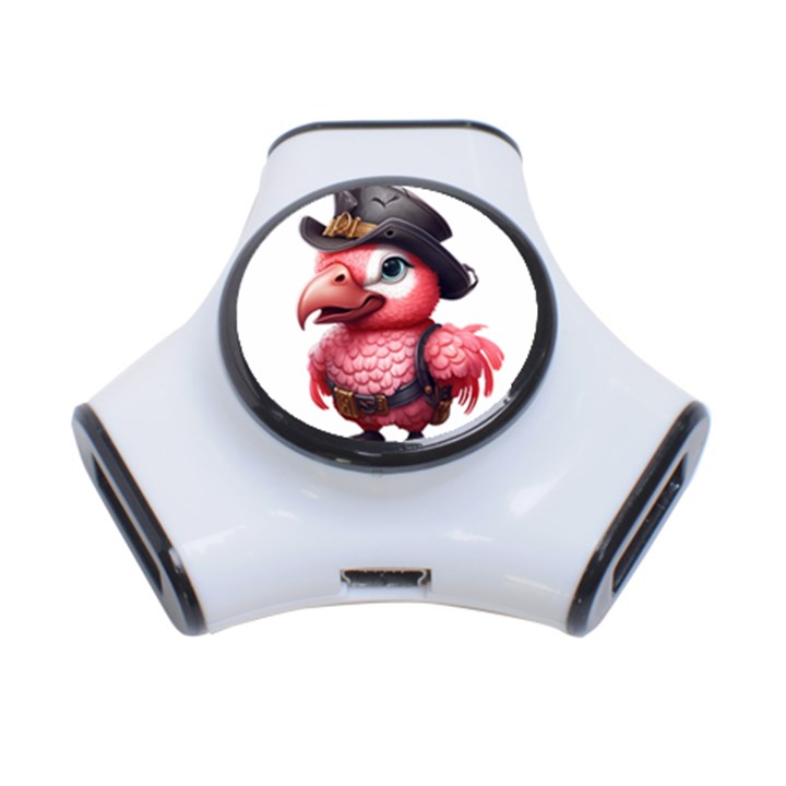 Kawaii Pink Parrot Pirate 3-Port USB Hub