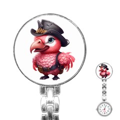 Kawaii Pink Parrot Pirate Stainless Steel Nurses Watch by KawaiiArtStyle