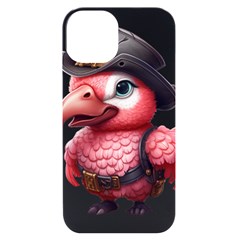 Kawaii Pink Parrot Pirate Iphone 14 Black Uv Print Case by KawaiiArtStyle