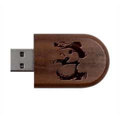 Kawaii Pink Parrot Pirate Wood Oval Usb Flash Drive by KawaiiArtStyle