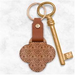 Retro 1880s Flowers Pattern 3 Engraved Wood Keychain by violetheavensky