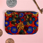 Mid Century Retro Floral 1970s 1960s Pattern 69 Mini Coin Purse Front