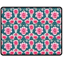 Retro 1880s Flowers Pattern 22 Two Sides Fleece Blanket (medium) by violetheavensky