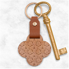 Retro 1880s Flowers Pattern 22 Engraved Wood Keychain by violetheavensky