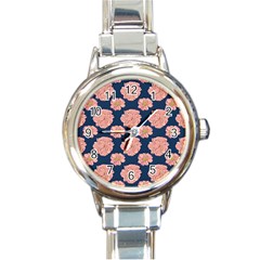 Retro 1880s Flowers Pattern 16 Round Italian Charm Watch by violetheavensky