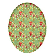 Retro 1880s Flowers Pattern 17 Oval Glass Fridge Magnet (4 Pack) by violetheavensky