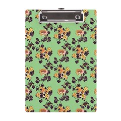 Retro 1880s Flowers Pattern 24 A5 Acrylic Clipboard by violetheavensky