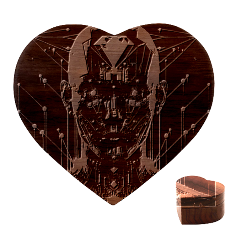 Robotics Robot Technology Future Heart Wood Jewelry Box