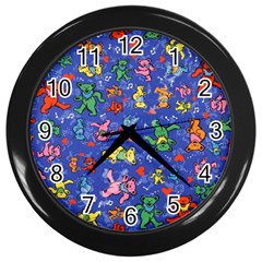 Grateful Dead Dancing Bears Pattern Wall Clock (black) by Salmanaz77