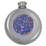 Grateful Dead Dancing Bears Pattern Round Hip Flask (5 oz) Front