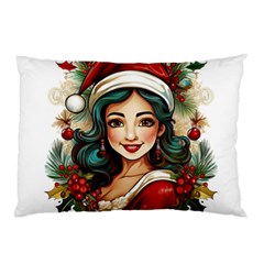 Young Woman With Santa Claus Clothes Isolated Illustration Wb Pillow Case by dflcprintsclothing