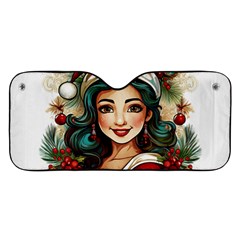 Young Woman With Santa Claus Clothes Isolated Illustration Wb Car Windshield Sunshade by dflcprintsclothing