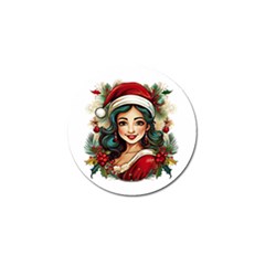 Young Woman With Santa Claus Clothes Isolated Illustration Wb Golf Ball Marker (10 Pack) by dflcprintsclothing