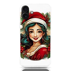 Young Woman With Santa Claus Clothes Isolated Illustration Wb Iphone 16 Plus Tpu Uv Print Case by dflcprintsclothing