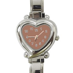 Mocha Mousse Hex Code #a47864 Heart Italian Charm Watch by dressshop