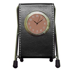 Mocha Mousse Hex Code #a47864 Pen Holder Desk Clock by dressshop