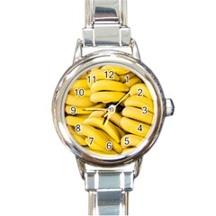 Bananas, Macro, Fruits, Ripe Bananas Round Italian Charm Watch by kyorashop23