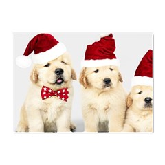 Christmas Puppies, Santa, Craciun, Christmas, Funny, Hat, Puppy, Red Crystal Sticker (a4) by kyorashop23