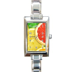 Fruit, Lemon Rectangle Italian Charm Watch by kyorashop23