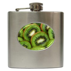 Kiwi Texture, Background With Kiwi, Fruits, Kiwi Hip Flask (6 Oz) by kyorashop23