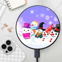 Let s Have Fun With Snowmen Wireless Fast Charger(black) by kyorashop23