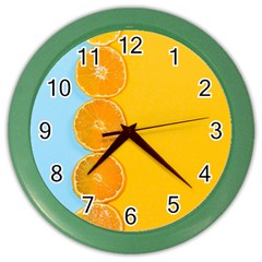 Orange, Slices, Fruit, Citrus Color Wall Clock by kyorashop23