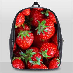 Strawberry, Berries, Fresh, Red School Bag (large) by kyorashop23