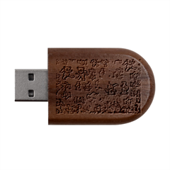 Grateful Dead Dancing Bears Pattern Wood Oval Usb Flash Drive by Salmanaz77