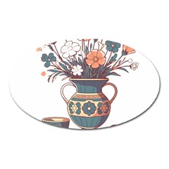 Flower Vase Nature Bloom Blossom Oval Magnet by Salmanaz77