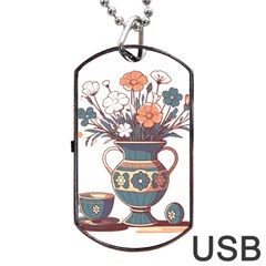 Flower Vase Nature Bloom Blossom Dog Tag Usb Flash (one Side) by Salmanaz77