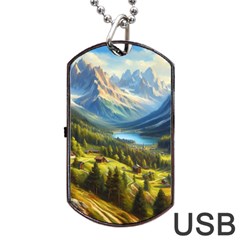 Forest Landscape Nature Trees Dog Tag Usb Flash (two Sides) by Salmanaz77