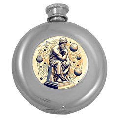 Thinker Sculpture Design Geometric Round Hip Flask (5 Oz) by Salmanaz77