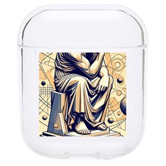 Thinker Sculpture Design Geometric Hard Pc Airpods 1/2 Case by Salmanaz77