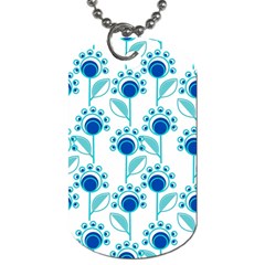 Blue Daisy Minimalist Leaves   Dog Tag (two Sides) by ConteMonfrey