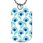 Blue Daisy Minimalist Leaves   Dog Tag (Two Sides) Back