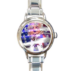 Donald Trump Flag Round Italian Charm Watch by vintagetrump