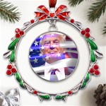 Donald Trump Flag Metal X mas Wreath Ribbon Ornament Front