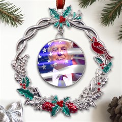 Donald Trump Flag Metal X mas Wreath Holly Leaf Ornament by vintagetrump