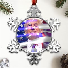 Donald Trump Flag Metal Small Snowflake Ornament by vintagetrump