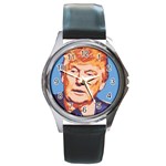 Orange Donald Trump Round Metal Watch Front