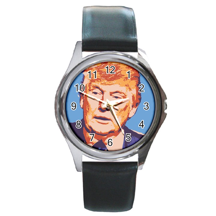 Orange Donald Trump Round Metal Watch