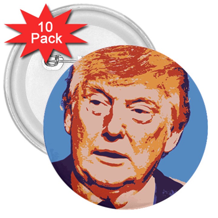 Orange Donald Trump 3  Buttons (10 pack) 