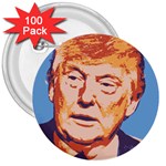 Orange Donald Trump 3  Buttons (100 pack)  Front