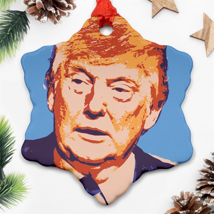 Orange Donald Trump Snowflake Ornament (Two Sides)