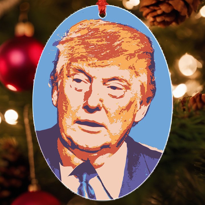 Orange Donald Trump UV Print Acrylic Ornament Oval